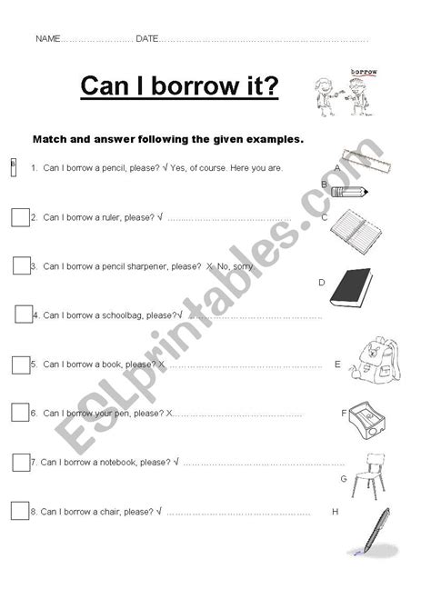 Can I Borrow It Please Esl Worksheet By Pisiflor