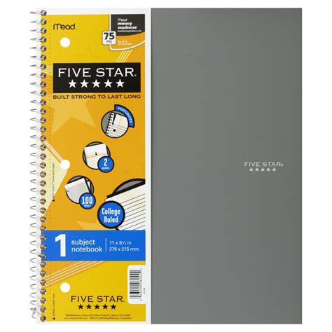 Mead 06044 Five Star Notebook 1 Subject 1 Notebook