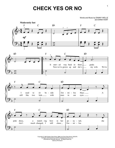 George Strait Check Yes Or No Sheet Music Download Printable Pdf