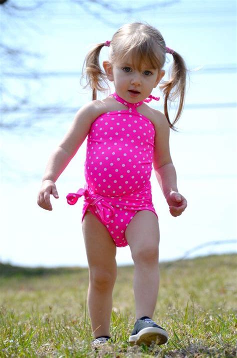 Baby Bathing Suit Pink And White Polka Dots Wrap Around Etsy In 2021
