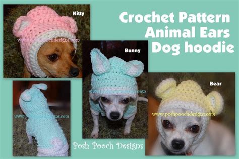 Instant Download Crochet Pattern Animal Ears Dog Hoodie