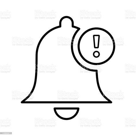 Notification Bell Outline Icon Line Art Vector Stock Illustration
