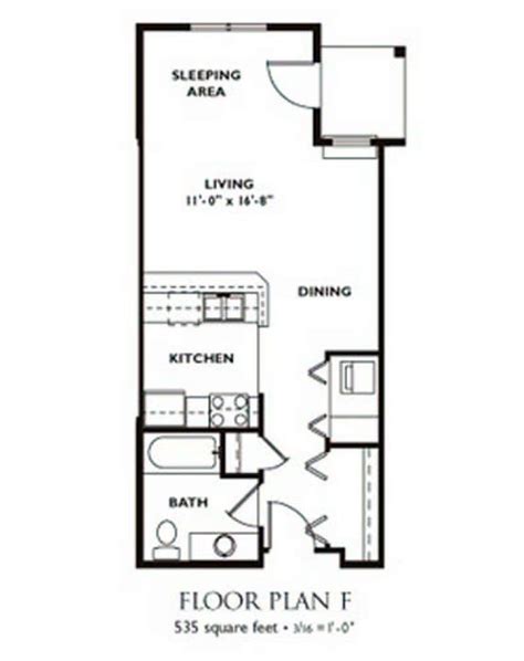 Studio Efficiency Apartment Floor Plan Narrow Bing In 2020 Studio