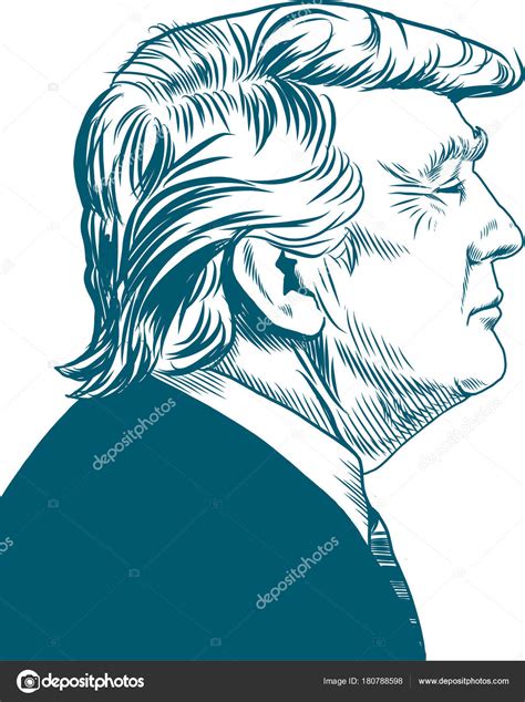 Donald Trump Vector Portrait Drawing Illustration January 2018 Stock