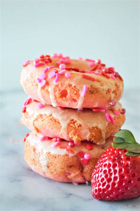 Baked Strawberry Donuts Easy Recipe With Cake Mix
