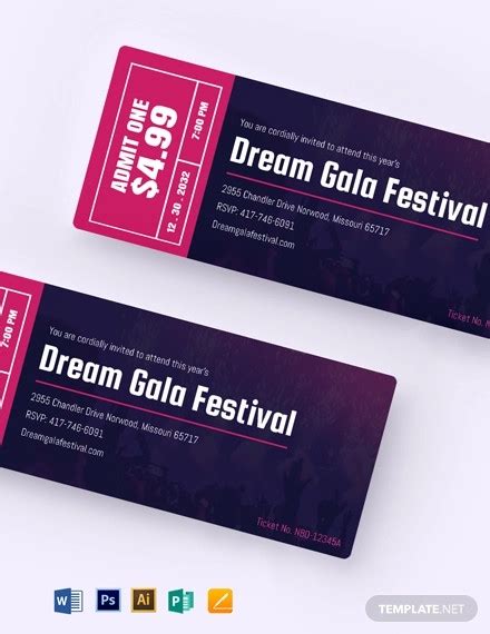 Festival Ticket 18 Examples Illustrator Design Word Pages