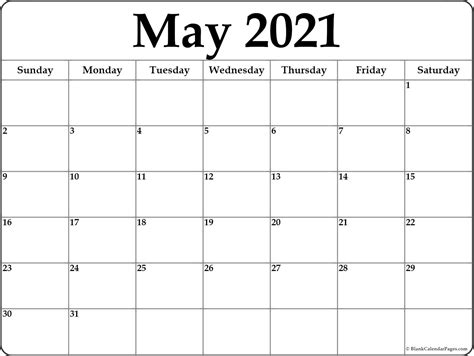 Free download printable blank month calendar 2021 template in word, excel you can define the each month of 2021 by using our printable templates of this year. May 2021 Calendar Printable Pdf