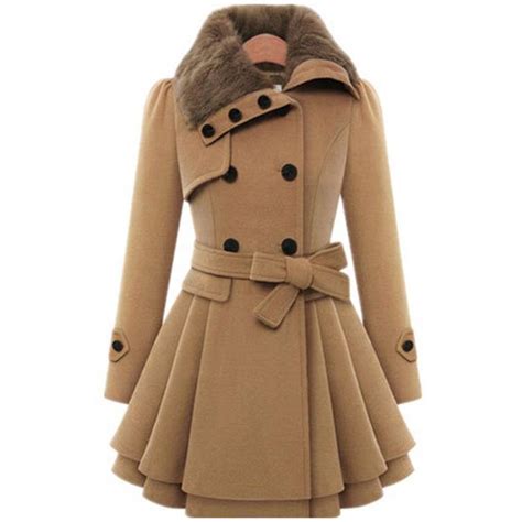 Women Autumn Winter Long Sleeve Lapel Collar Thicken Medium Length Coat