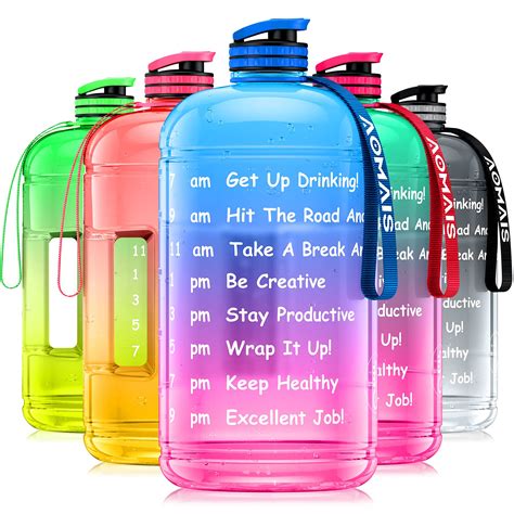 Aomais Gallon Water Bottle With Motivational Time Marker Large 128oz
