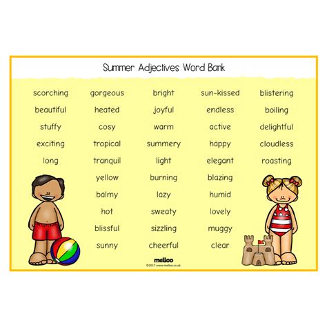 Teach Your Class Summer Adjectives With This Fun And Colourful Resource