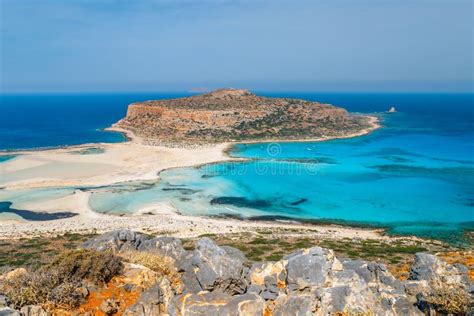 View Of Balos Lagoon And Gramvousa Island On Crete Greece Stock Image