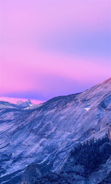 Download 1280x2120 Wallpaper Pink Sunset Sky Mountains Nature