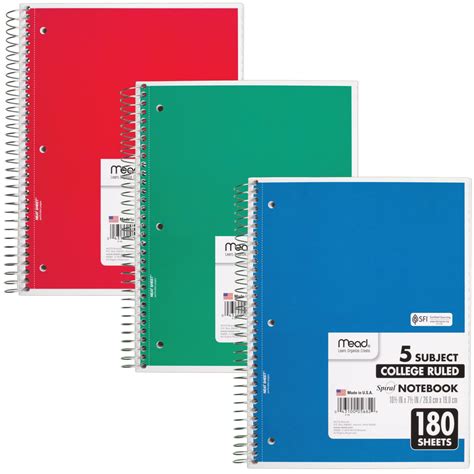 Mead 5 Subject Spiral Notebook Memo Subject Notebooks Acco Brands