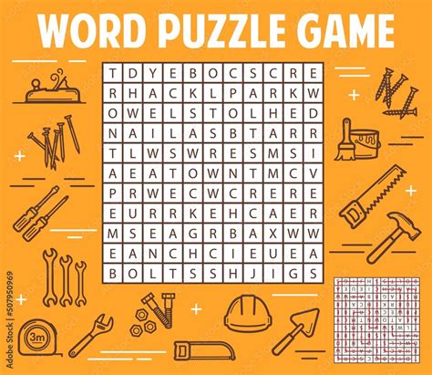 Diy And Construction Tools Word Search Puzzle Game Worksheet Child