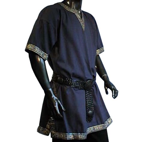 Medieval Short Sleeves Mens Tunic Blue L Fantasy Clothing Mens