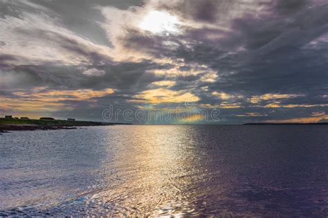 Evening Falls Over Atlantic Ocean At Orkneys Stock Image Image Of