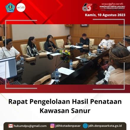 Rapat Pengelolaan Hasil Penataan Kawasan Sanur Jdih Kota Denpasar