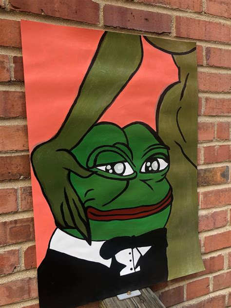Fancy Satisfied Pepe Painting Etsy