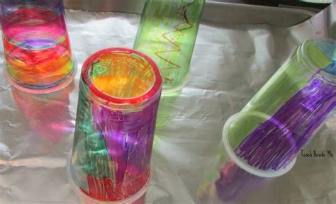 Melted Cup Sun Catcher Plastic Cup Crafts Cup Crafts Colored Cups