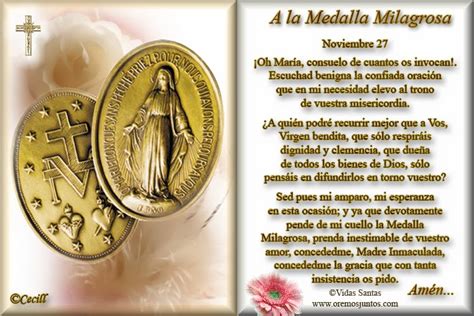 Imágenes De Cecill Estampita Y Oración A Nuestra Señora De La Medalla