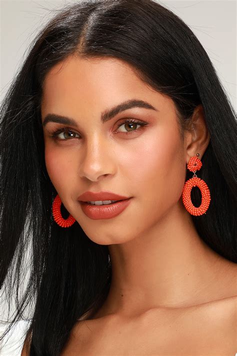 Cute Orange Earrings Beaded Earrings Beaded Orange Earring Lulus