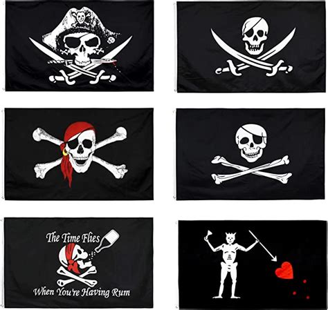 Coome 6 Pack Pirate Flags 3x5 Feet Jolly Roger Skull