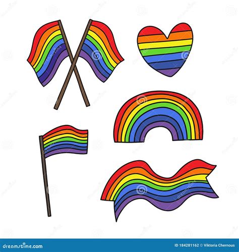 Lgbtq Rainbow Flag Doodle Icon Vector Illustration Stock Illustration