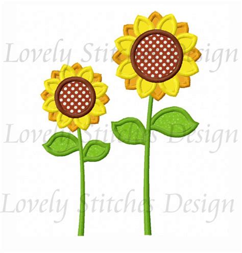 Two Sunflower Applique Machine Embroidery Design No0262 Etsy