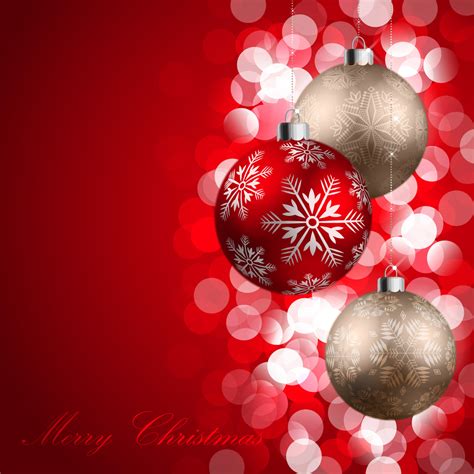 Happy Merry Christmas Red Silver Balls Latest Hd Wallpaper