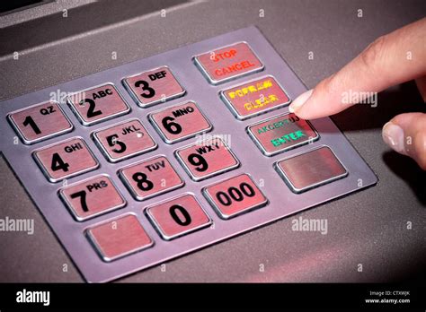 Atm Machine Keypad Numbers Entering Atm Cash Machine Pin Code Stock