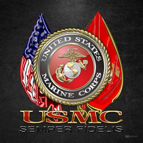 U S Marine Corps U S M C Emblem On Black Art Print By Serge Averbukh