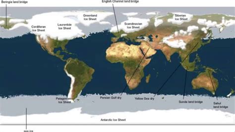 Carte Des Terres émergées Glaciers Et Zones De Banquise Pendant La
