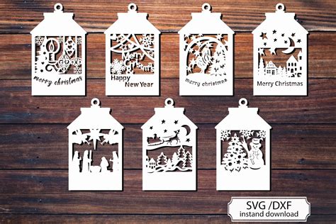 Christmas Lantern Svg Cutting File Set Of Christmas Lanterns Etsy