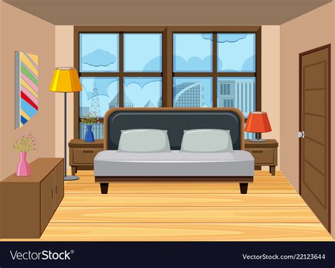 A Bedroom In The High Apartment Royalty Free Vector Image