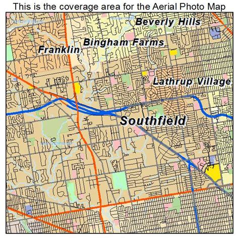 Aerial Photography Map Of Southfield Mi Michigan