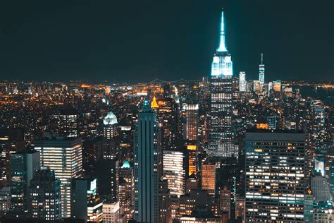 Free New York City Night Lights Cityscape Image