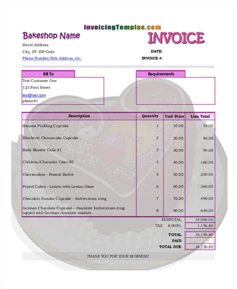 16 Bakery Invoice Template Free Word Pdf Excel Format Download