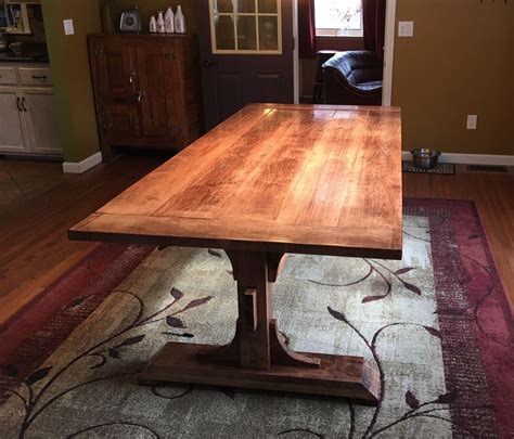 Rustic Maple Farmhouse Table With Pedestal Legs Etsy Rustic