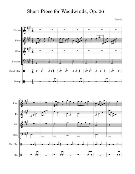 Short Piece For Woodwinds Op 26 Sheet Music For Flute Piccolo Flute