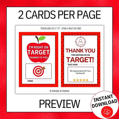 4 Target Teacher Appreciation Printable T Card Holder Etsy