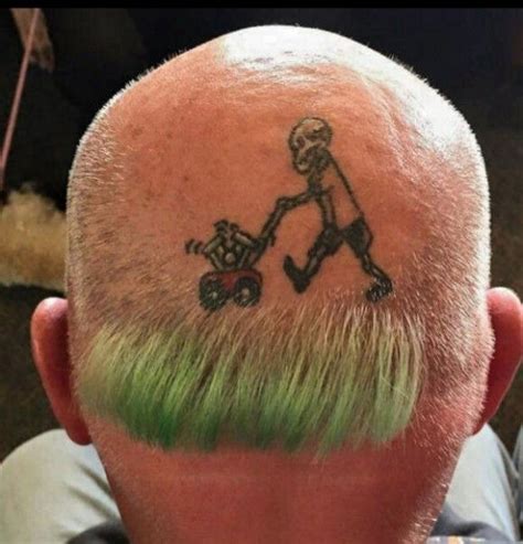 Bald Head Tattoo Lawn Mower Tayna Carey
