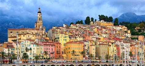Panoramic View Of The Old Town Of Menton Provence France