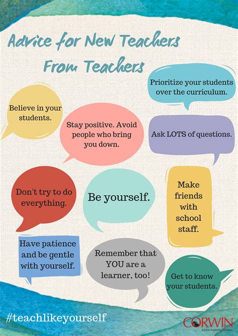 Advice For New Teachers From Teachers Free Poster Corwin Connect