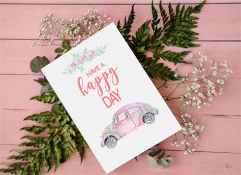 Watercolor Pink Retro Car Wedding Clipart Summer Clip Art Etsy