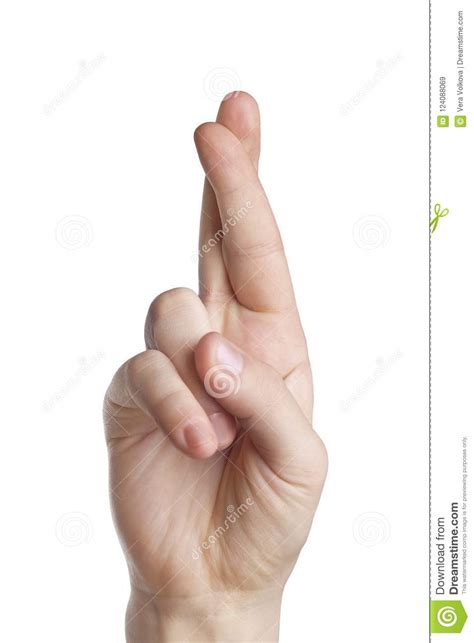 Hand Gesture For Good Luck Isolated On White Background Stock Image