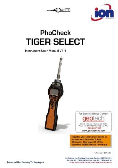 Phocheck Tiger Select Instrument User Manual V Geotech