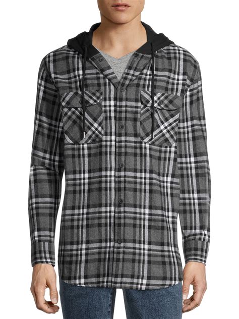 No Boundaries Mens Hooded Flannel Shirt Sizes Up To 5xl