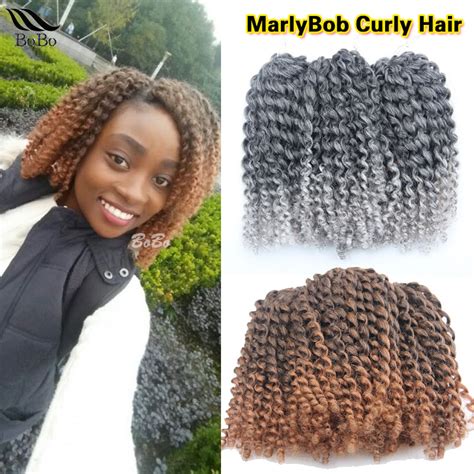 8inch Marlybob Curly Crochet Braids Hair Short Curly Synthetic Ombre