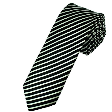 Black With White Stripes Skinny Tie From Ties Planet Uk