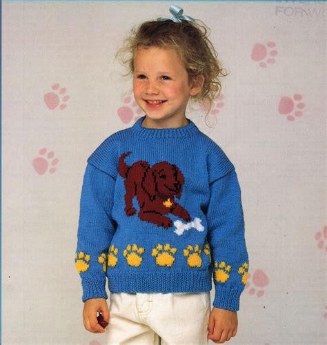 Childrens Sweater Knitting Pattern PDF childrens jumper puppy | Etsy in 2020 | Childrens jumpers 